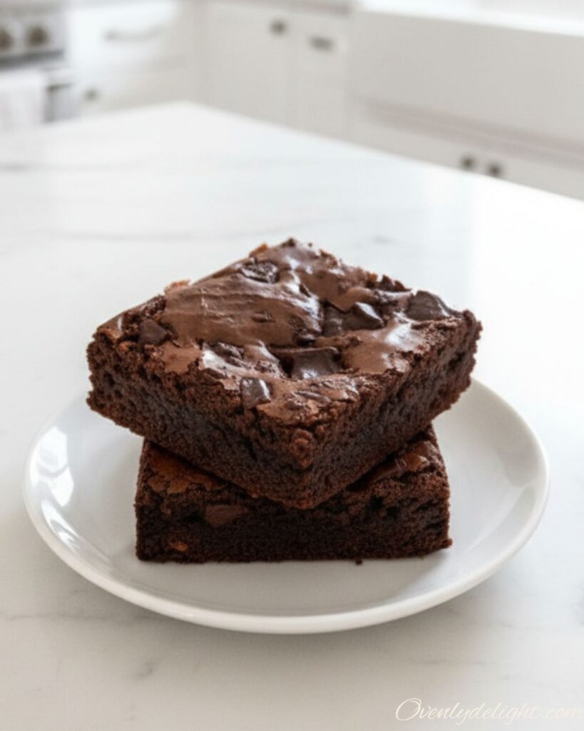 Bakery-style fudgy chocolate brownies with a dense and moist texture