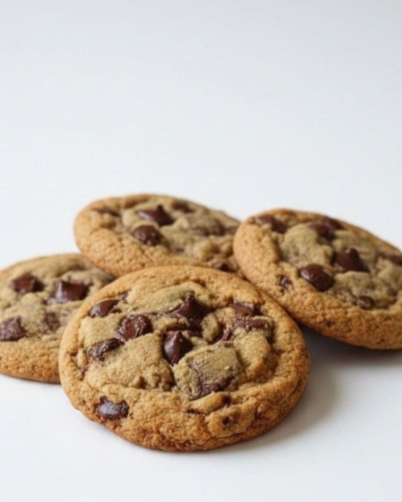 Soft and chewy sourdough chocolate chip cookies with chocolate chips