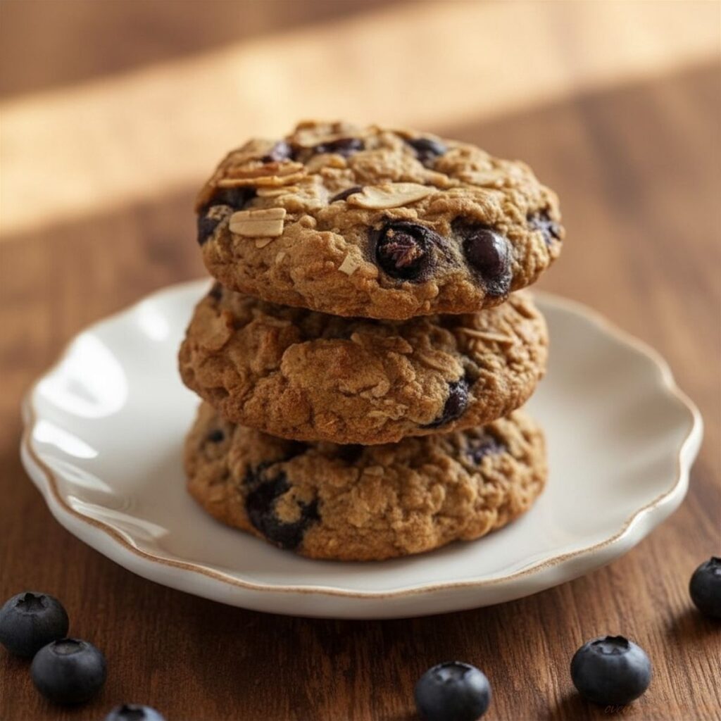 Easy Blueberry Oatmeal Cookies with rolled oats and fresh blueberries.