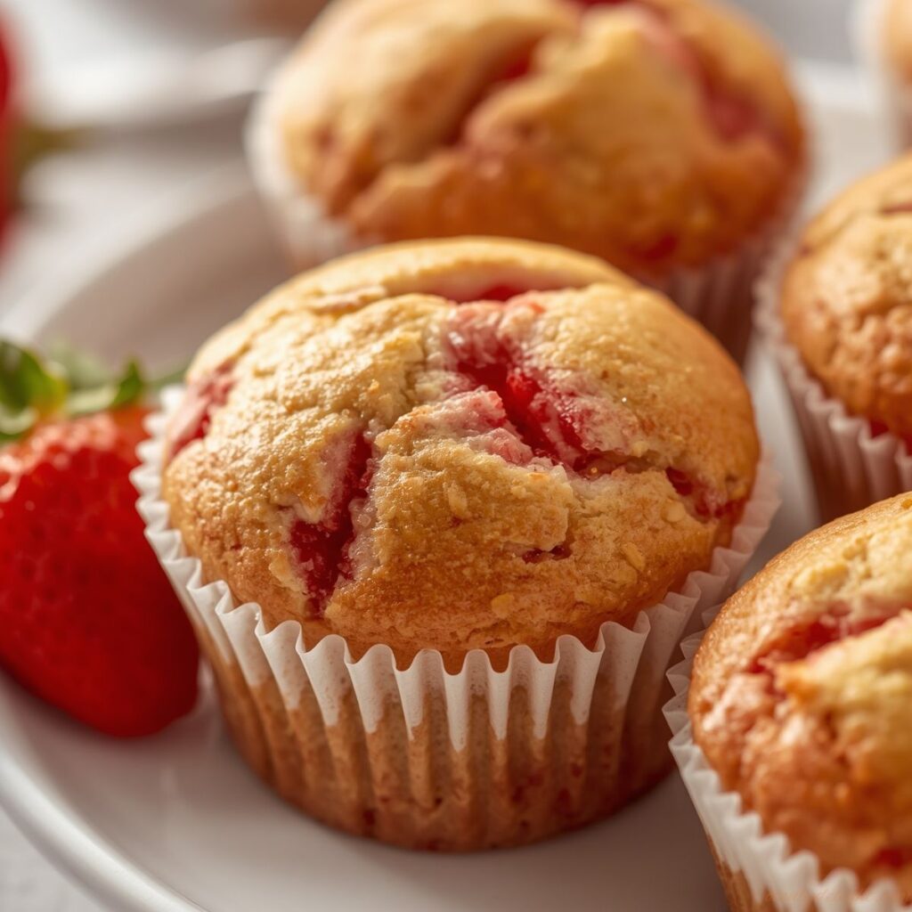 Easy Strawberry Muffins with fresh strawberries, perfect for breakfast