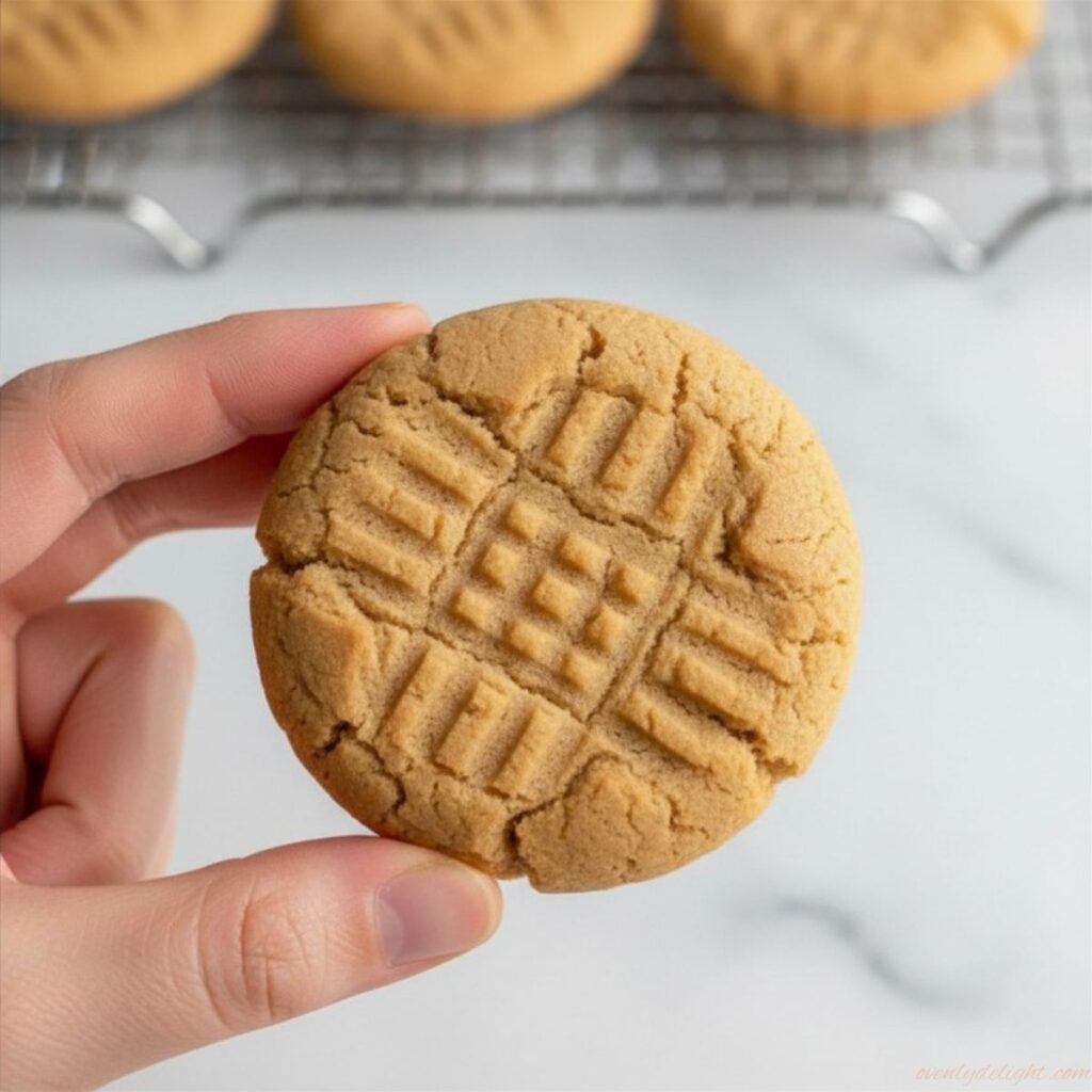 Easy homemade peanut butter cookies with fork crisscross pattern