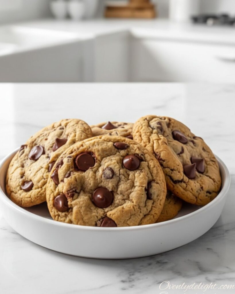 Homemade banana bread chocolate chip cookies loaded with chocolate chips on cooling rack