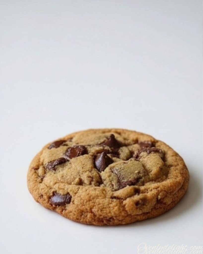 Close-up of chewy sourdough chocolate chip cookies with melted chocolate