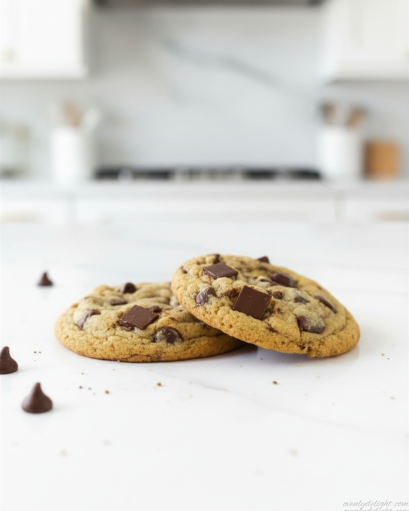 Soft and chewy brown butter cookies loaded with chocolate chips and chunks, freshly baked until golden brown.