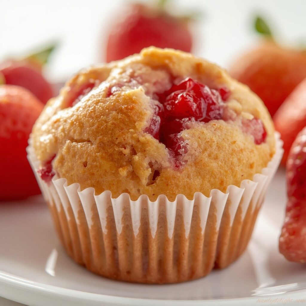 Soft and fluffy Strawberry Muffins made with fresh strawberries