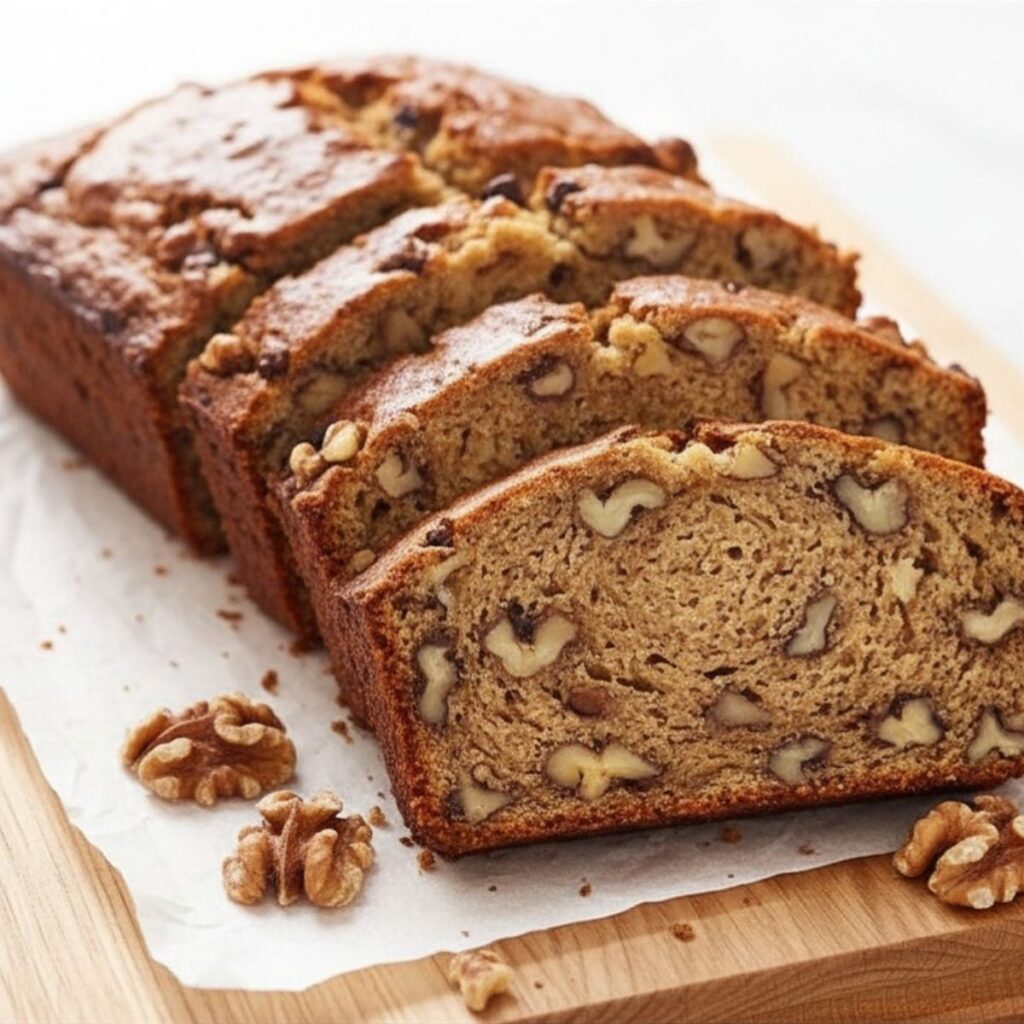 Soft and moist banana bread slice with chocolate chips