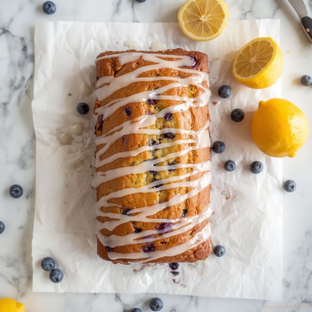Soft and moist lemon blueberry bread with bright citrus flavor and fresh blueberries.