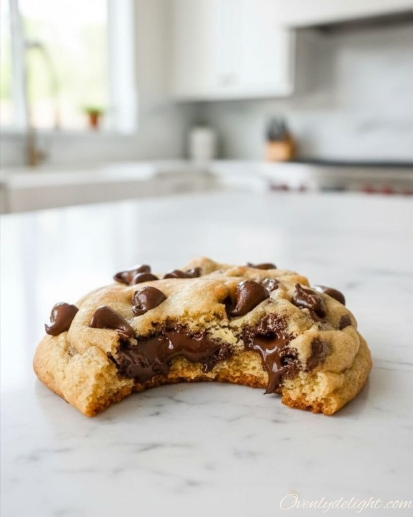 One bowl homemade chocolate chip cookies with gooey chocolate centers