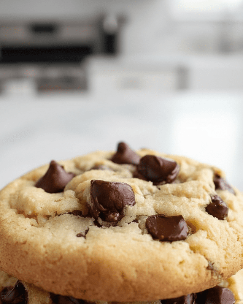 soft peanut butter chocolate chip cookies with gooey melted chocolate