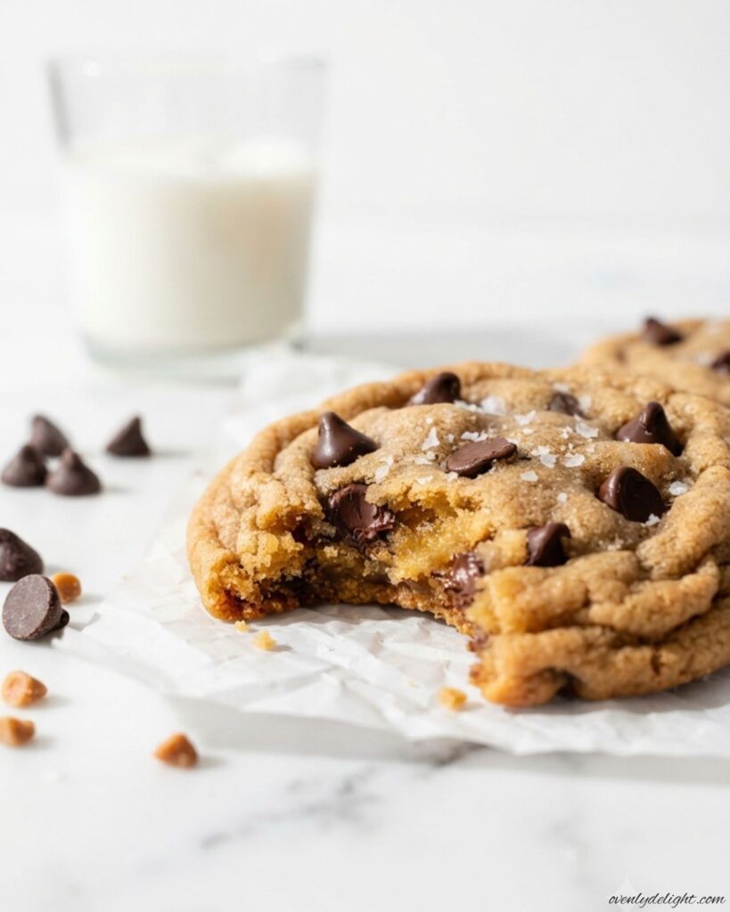Chewy Brown Butter Toffee Chocolate Chip Cookies packed with chocolate chips and crunchy toffee for a bakery-style treat.