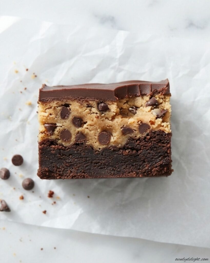Cookie Dough Brownies with edible cookie dough and rich chocolate brownie layers