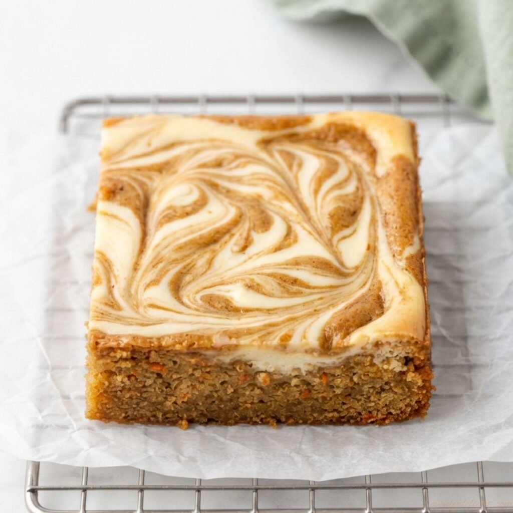 Delicious Carrot Cake Cheesecake Bars with a creamy center and tender carrot cake, perfect for spring and holiday desserts.