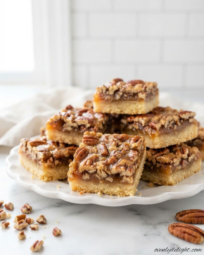 Easy maple pecan bars featuring a buttery crust and sweet maple filling with toasted pecans.