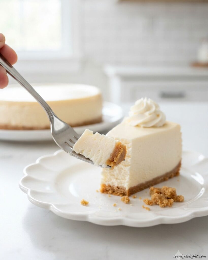 Easy no-bake cheesecake topped with fresh berries on a golden graham cracker crust.