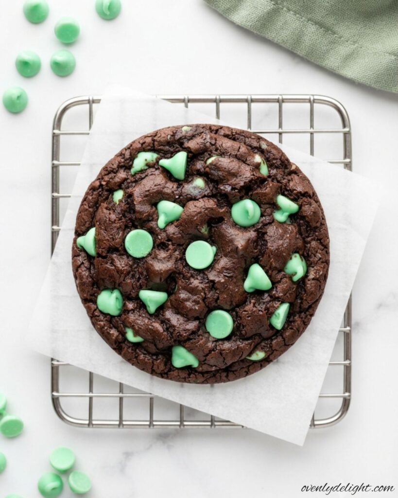 Freshly baked mint chocolate cookies loaded with mint chips and rich chocolate flavor