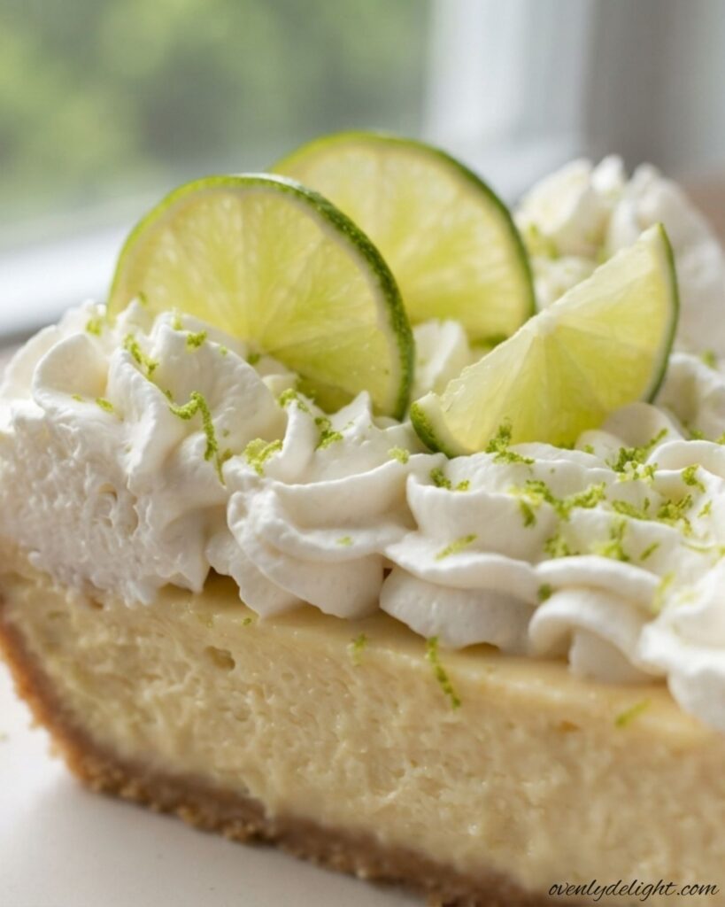 Refreshing no bake key lime pie with a creamy lime filling and crisp graham cracker crust.
