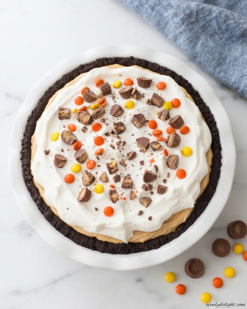 Rich and creamy no-bake peanut butter pie recipe with Oreo crust, perfect for an easy dessert.