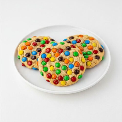Soft and chewy peanut butter M&M cookies loaded with colorful candy pieces