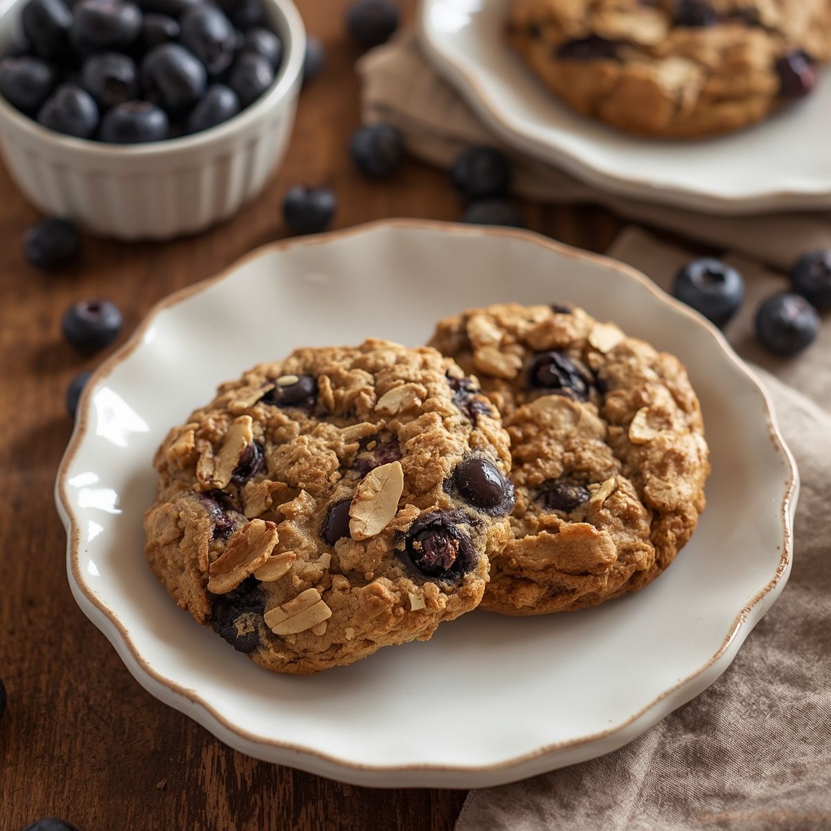 Soft and chewy Blueberry Oatmeal Cookies made with fresh blueberries and rolled oats.