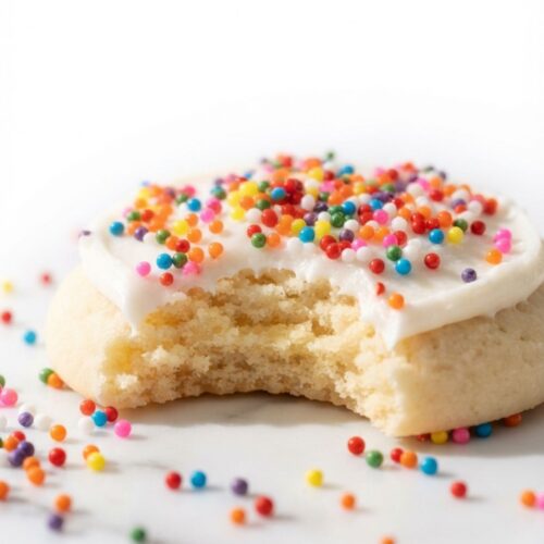 Easy Dot Cake Cookies made with a soft buttery cookie base and colorful chocolate candies for a playful dessert.