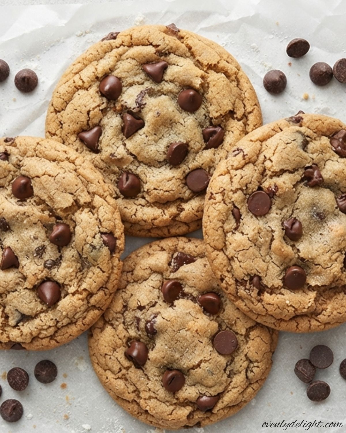Freshly baked Banana Chocolate Chip Cookies made with ripe bananas